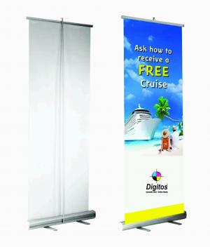 Banner Rool-up Lona 280g 2x0,80 4x0 Fosco Porta Banner Roll-up Alumínio 80x200cm c/ case para transporte 