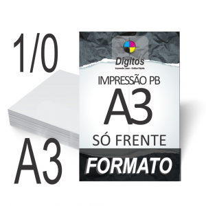 Impressão  Preto e Branco A3 só frente  29,7cmx42 1x0   