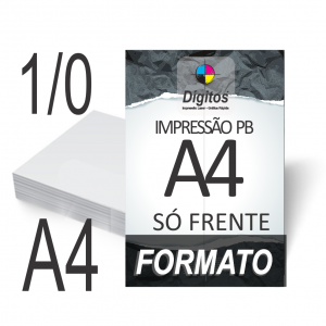 Impressão Preto e Branco A4 só frente  21x29,7cm 1x0   